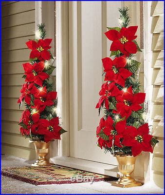 Lighted wall or yard christmas decor. Lighted Flat Back Poinsettia Tree Decoration Christmas Holiday Yard Decor NEW - Christmas Decor ...