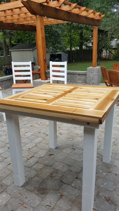 Diy bar table from reclaimed wood door. Ana White | Cedar Top Pub Table - DIY Projects