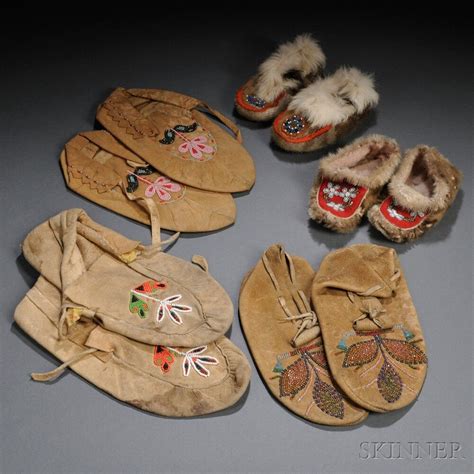 Five Pairs Of Northwest Moccasins Moccasins Moccasin Boots Beaded