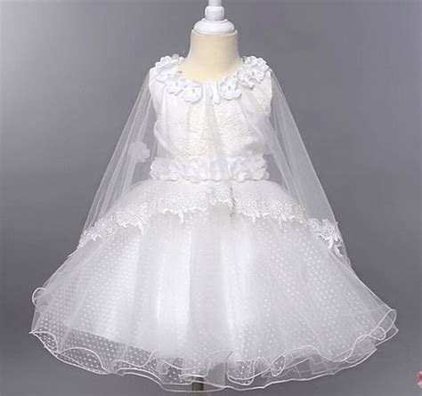 Posh White Lace Cape Dress Flower Girl Dress Girls Lace Dress