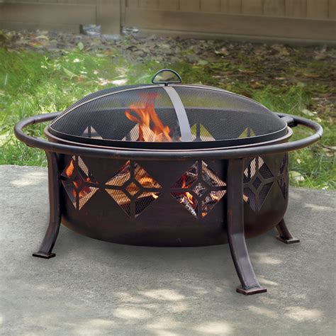 Pleasant Hearth Sunderland 36 in. Circular Fire Pit with Mesh Cover