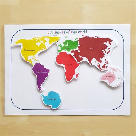 Continents Of The World Printable Matching Continents World Etsy