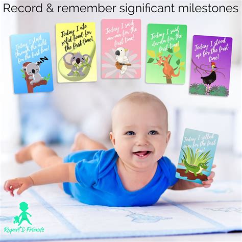 Baby Milestone Cards 30 Australian Animal Cards Unique Etsy