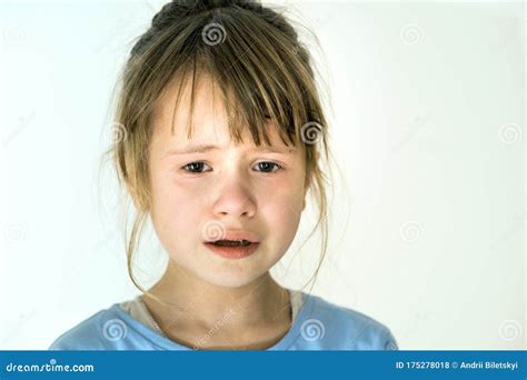 Closeup Portrait Of Sad Crying Child Girl Stock Photo Image Of Face