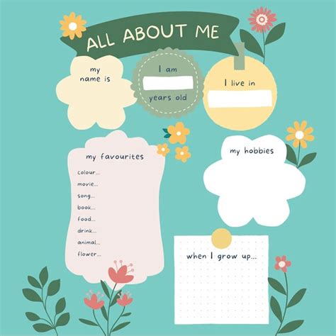 All About Me Book Template Free Sample Example And Format Templates