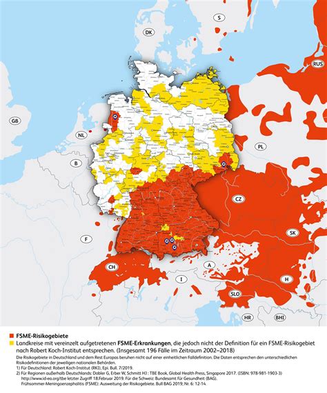 Karte zeigt risikogebiete in deutschland. FSME-Risikogebiete 2019 | Zecken.de