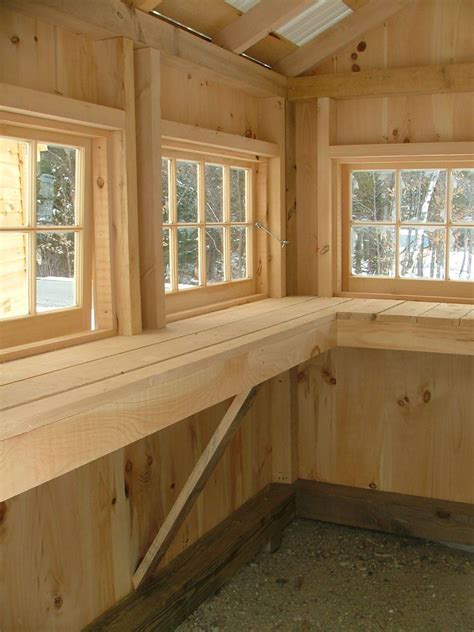 These storage sheds are large enough to store all your various power equipment, and still have room to spare. Garden Shed Interior | Counter Work Space | Hinged Windows ...