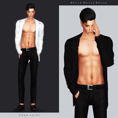 Open Shirt Pose Sims 4 Men Clothing