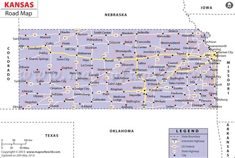 Kansas Road Map Road Trip Map Road Trips Highway Map Kansas Map