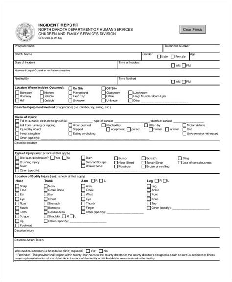 blank incident report form word