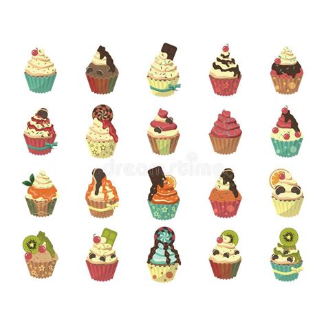 Set Of Cupcakes Vector Illustration Decorative Design Stock Vector