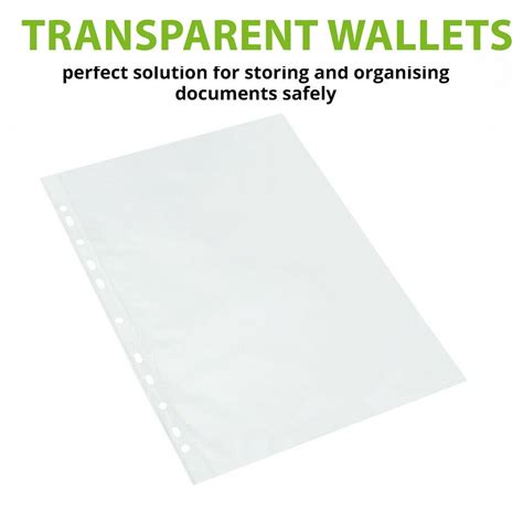 100 X A4 Plastic Punch Punched Pockets Folders Filing Wallets Sleeves