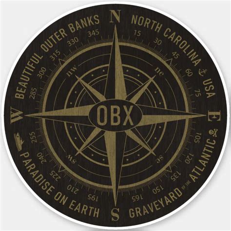 Obx Compass Outer Banks Vintage Gold Black Sticker Zazzle