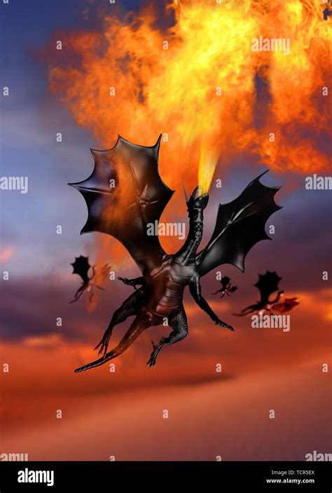 Fire Breathing Dragon Flying Hi Res Stock Photography And Images Alamy