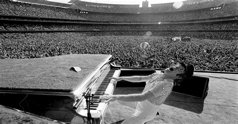 Elton John Rocking Out At Dodger Stadium In Los Angeles October 1975