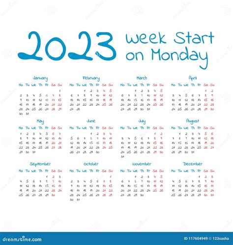 Simple 2023 Year Calendar Stock Vector Illustration Of Schedule