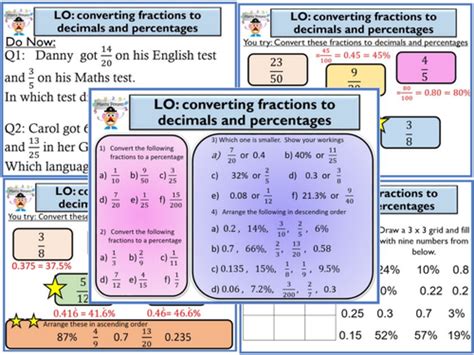 Converting Fractions To Decimals And Percentages Teaching Resources