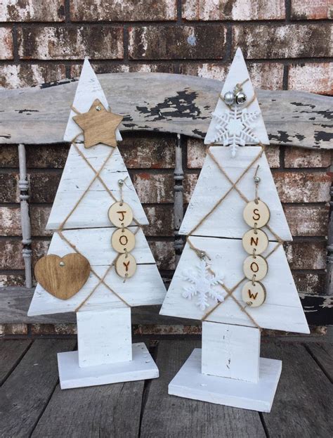 White Rustic Wooden Christmas Treewhite Wooden Pallet Etsy