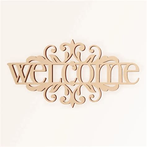 10pcs Laser Cut Unfinished Wooden Flourish Welcome Sign Home Decor Wall