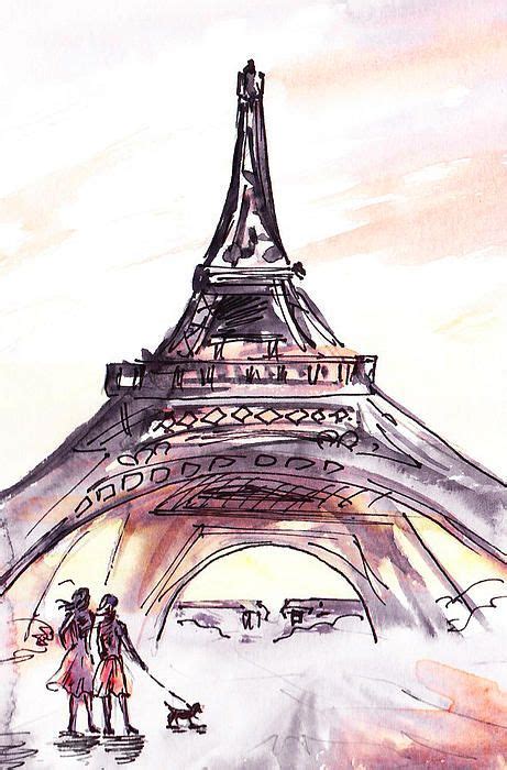 France Sketches Walking To The Eiffel Tower By Irina Sztukowski
