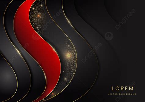 Abstract Template Black And Red Curve Geometric With Golden Line And