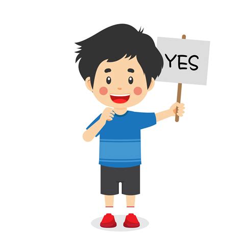 Cute Boy Carrying A Yes Sign 2270201 Vector Art At Vecteezy