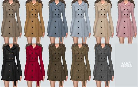 Trench Coat트렌치 코트여자 의상 Sims4 Marigold 트렌치 코트 코트 패션 스타일