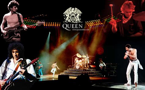 The Band Queen Performing On Stage With Their Guitars