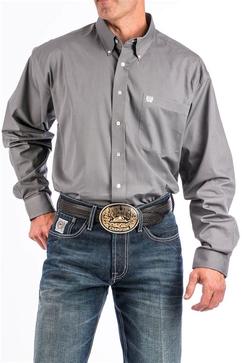 Cinch Mens Solid Gray Button Down Western Shirt Mtw1104238 Haegles