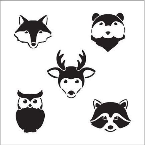 Woodland Animal Faces Stencil By Studior12 Diy Nursery Etsy