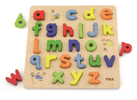 Upper Case Alphabet Raised Wooden Puzzle Preschool Toy