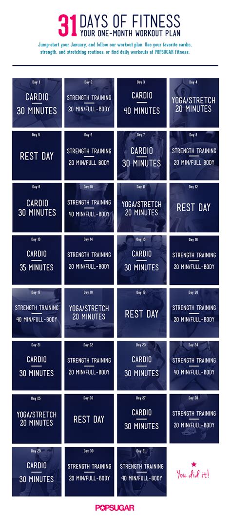 Maybe you would like to learn more about one of these? Workout Plan For a Month | POPSUGAR Fitness