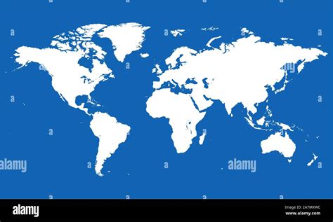 Blank World Map Vector Illustration Blue White Stock Vector Image