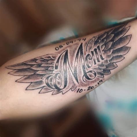 Angel Wing In Memory Mom Tattoo Rip Tattoos For Mom Memorial Tattoos