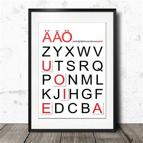 Scandinavian Typography Swedish Alphabet Reversed Chart Etsy