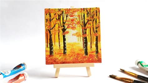 Autumn Acrylic Painting For Beginners Step By Step Easy Mini Canvas