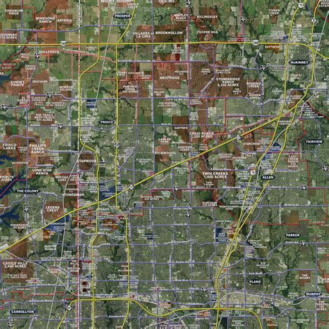 Dallas Fort Worth Standard Rolled Aerial Map Landiscor Real