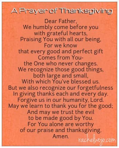 Prayer of thanksgiving to god almighty. A Prayer of Thanksgiving - RachelWojo.com