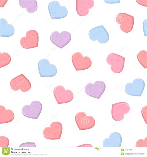 Valentines Seamless Pattern With Colorful Sweetheart Candies Vector