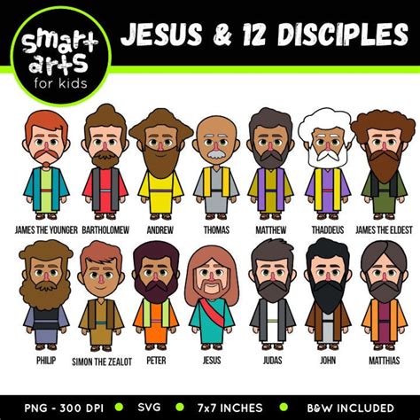 Jesus And 12 Disciples Clip Art 12 Disciples Bible Based Etsy Canada