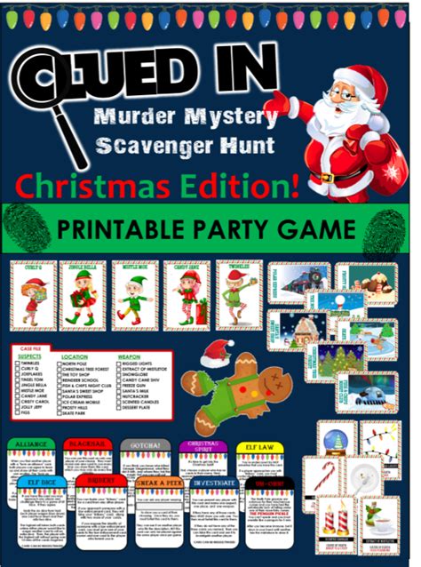 The murder mystery can accommodate 3+ players and requires little setup or preparation. Clued-In Murder Mystery Christmas Scavenger Hunt ...