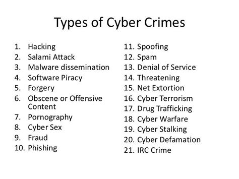 Mycert has classified cybercrime into 9 categories. Types Of Cyber Crimes - #gang #cyber #organized #stalk # ...
