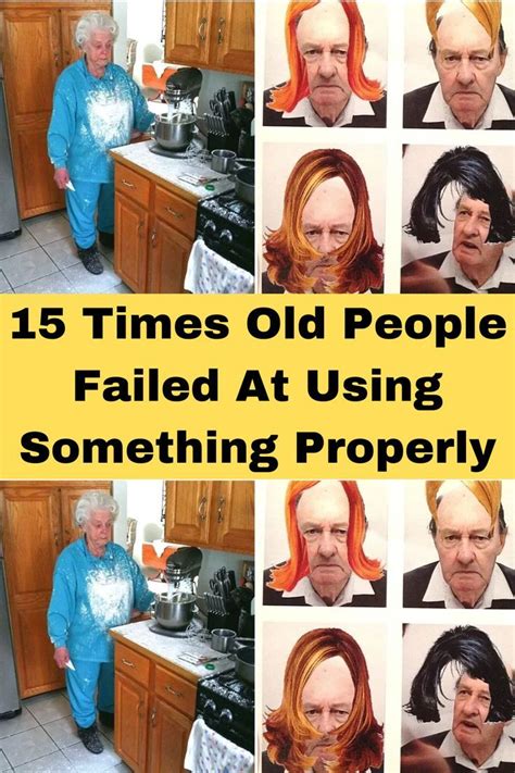 An Old Man Is Making Funny Faces In The Kitchen With His Hair Dyed Red