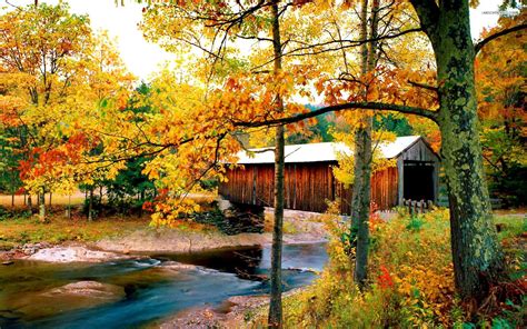 Covered Bridge In Autumn Wallpapers Wallpaper Cave