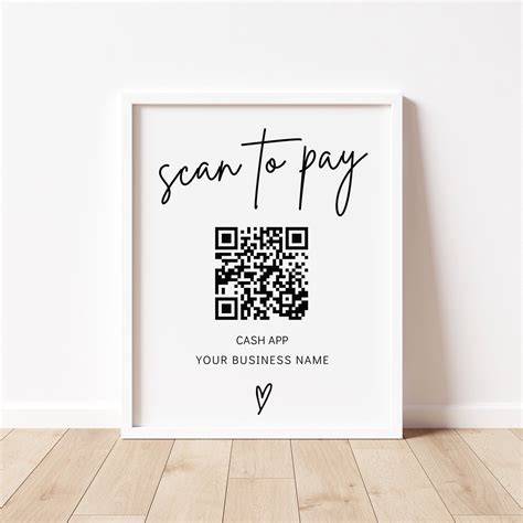 Qr Code Sign Template Scan To Pay Sign Cashapp Payment Sign Etsy
