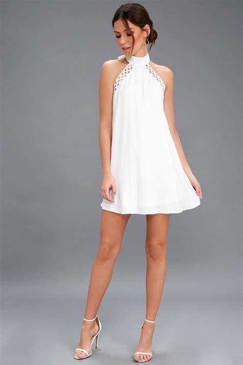 Cute White Dress Lace Dress Halter Dress Cute White Dress Lace