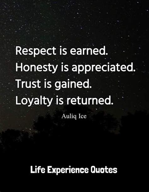 Life Experience Quotes Respect Is Earned Honesty Is Appreciated