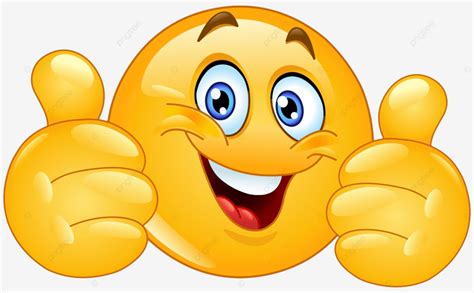 Emoticon Emoji Feliz Mostrando Polegares Duplos Para Cima Como Png
