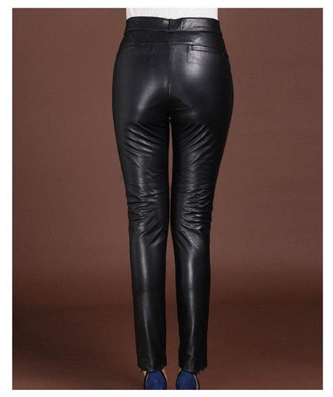 women s leather pants high waist vintage sheepskin plus size streetwear