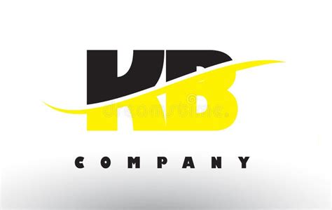 Kb K B Black And Yellow Letter Logo With Swoosh Stock Vector